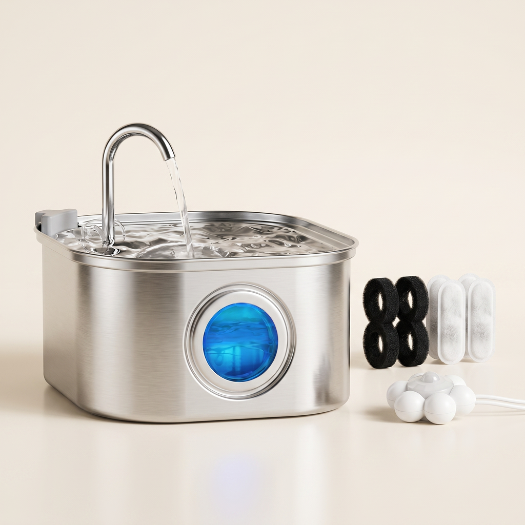 Milora Katzenbrunnen – Edelstahl-Set mit Sensor & Filter