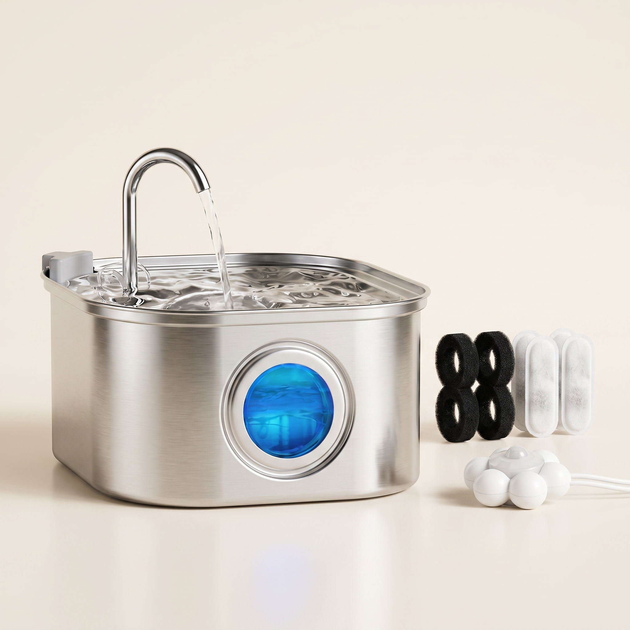 Milora Katzenbrunnen – Edelstahl-Set mit Sensor & Filter